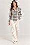 Women's Plaid Patterned Viscose Shirt – Long Sleeve Casual Cut Shirt with Pocket Detail - - 2