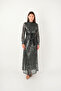 Fringed Sequin Fabric Long Evening Dress - Silver
