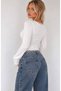 Square Neck Lace Detailed Long Sleeve Y2K Blouse - 3