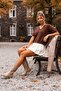Brown V-Neck Short Sleeve Front Ornamental Buttoned Non-Stitched Casual Knitwear Sweater 58 60 - 6