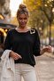 Black Pool Collar Long Sleeve Casual Knit Sweater with Collar Buckle 60 58 - 4
