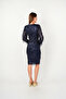 Fringed Sequin Fabric Pencil Dress - Navy Blue - 5