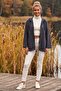Dark Gray Hooded Raglan Sleeve Zippered Pocket Star Appliqué Tencel Woven Jacket 75 66 - 3