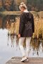 Brown Hooded Raglan Sleeve Zippered Pocket Star Appliqué Tencel Woven Jacket 75 66 - 7