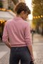 Pink Polo Collar Cuffed Sleeves Half Placket Buttoned Scarf Necklace Casual Knitwear Sweater 63 63 - 7