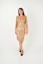 Fringed sequin fabric pencil dress - gold