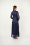 Fringed Sequin Fabric Long Evening Dress - Dark Blue - 3