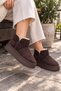 Women's Anatomical Comfortable Mini Suede Boots with Fur Inside, Thick Sole, Winter Women's Ankle Boots, Brown - 5