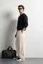 Men's Crew Neck Oversize Sweatshirt with Embossed Embroidery Detail on Front and Back - 4