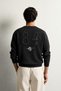 Men's Crew Neck Oversize Sweatshirt with Embossed Embroidery Detail on Front and Back - 2