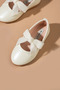 Girl's Pearlescent Ecru Velvet Bow Detail Ballerina Flats - 3