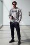 Men's Gray Reverse Stitch Detailed Crew Neck Navy Blue Sweatpants Vegan Set - 3