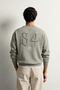 Men's Crew Neck Oversize Sweatshirt with Embossed Embroidery Detail on Front and Back - 2