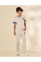 Women Ivory And Blue Varsity V Neck T Shirt - 2