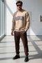 Men's Reverse Stitch Detailed Crew Neck Baggy Tracksuit Top and Bottom Set - 5