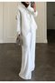 Pleated tie-up pant set - white