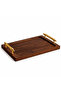 Wooden Tray with Metal Handles Presentation Tray Tea Coffee Serving Tray - 3
