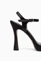 Women's Black Satin Platform Heeled Shoes - 2