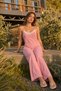 Women's Thin Strap Lace Detailed Pink Pajama Set - 4