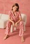 Women's Buttoned Collar Detailed Casual Red Pajama Set - 5
