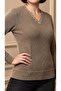 Mercerized Hair Knit Detailed Mother's Blouse / Milk Coffee - 2