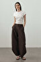 Snap-Cuff Barrel Trousers Brown