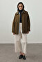Ribbed Collar Trench Jacket Khaki - 2