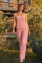 Women's Thin Strap Lace Detailed Pink Pajama Set