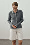 Süzene Embroidered Buttoned Cardigan Anthracite - 3