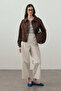 Washable Bomber Jacket Dark Brown - 4