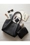 Women's Black Soft Leather Shoulder Bag 30X25 cm with Extra Makeup Bag - 4