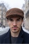 Men's Brown Wool Winter London Flat Cap Cashmere Fabric Hat - 6