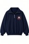 Spider Printed Unisex Half-Zip Oversize 3 Thread Sweatshirt