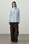 High Collar Shirt Blue - 2