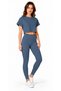 Women's Sportswear Top and Bottom Set – High-Waisted Leggings and Flowy Crop T-Shirt Fitness Set