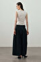 Wide Pleated Trouser Skirt Black - 7