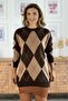 Brown baklava patterned sweater - 2