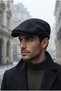 Men's Black Wool Winter London Flat Cap Knitted Fabric Hat - 2