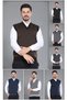 Light Gray Men's Dad and Middle-Aged Knitted Patterned Acrylic Thick Textured V-Neck Knitwear Sweater - 7