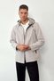 Men's Hooded Zippered Softshell Coat Gray -Â 27K 6044-1 - 4