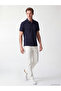 Vizyon New Season Navy Blue Polo Collar Combed Cotton Men's T-Shirt - 2