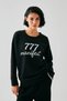 Women's Black Manifest Oversized 2 Thread Tracksuit Home Wear Set - 3