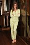 Women's Shirt Collar Buttoned Bottom Top Green Pajama Set - 4