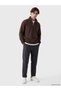 Brown Mock Neck Men's Thick Sweatshirt - 2