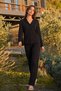 Women's Polka Dot Buttoned Home Style Black Pajama Set - 2
