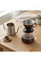 V60 Professional Ceramic Filter Coffee Brewing Set Steel Kettle and Steel Filter 600 ml (Black)