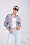 Women's Stand Collar Bomber Jacket with Pockets and Elastic Waist - 5