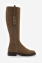 Women's Belt Buckle Casual Boots Alges Tobacco Brown Suede - 4