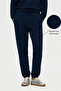 ANNIE Navy Blue Slim-Fit Embroidered Standard-Fit Women's Pique Sweatpants