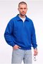 Men's Saks Blue Color Half Zipper Zippered Polo Collar Oversize Loose Fit 3 Thread Ribbed Sweatshirt - 2
